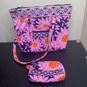 Vera Bradley Pink floral tote with bag insert set